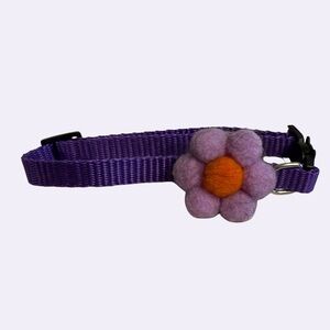 Purple Adjustable Cat Collar with Felt Flower Accent